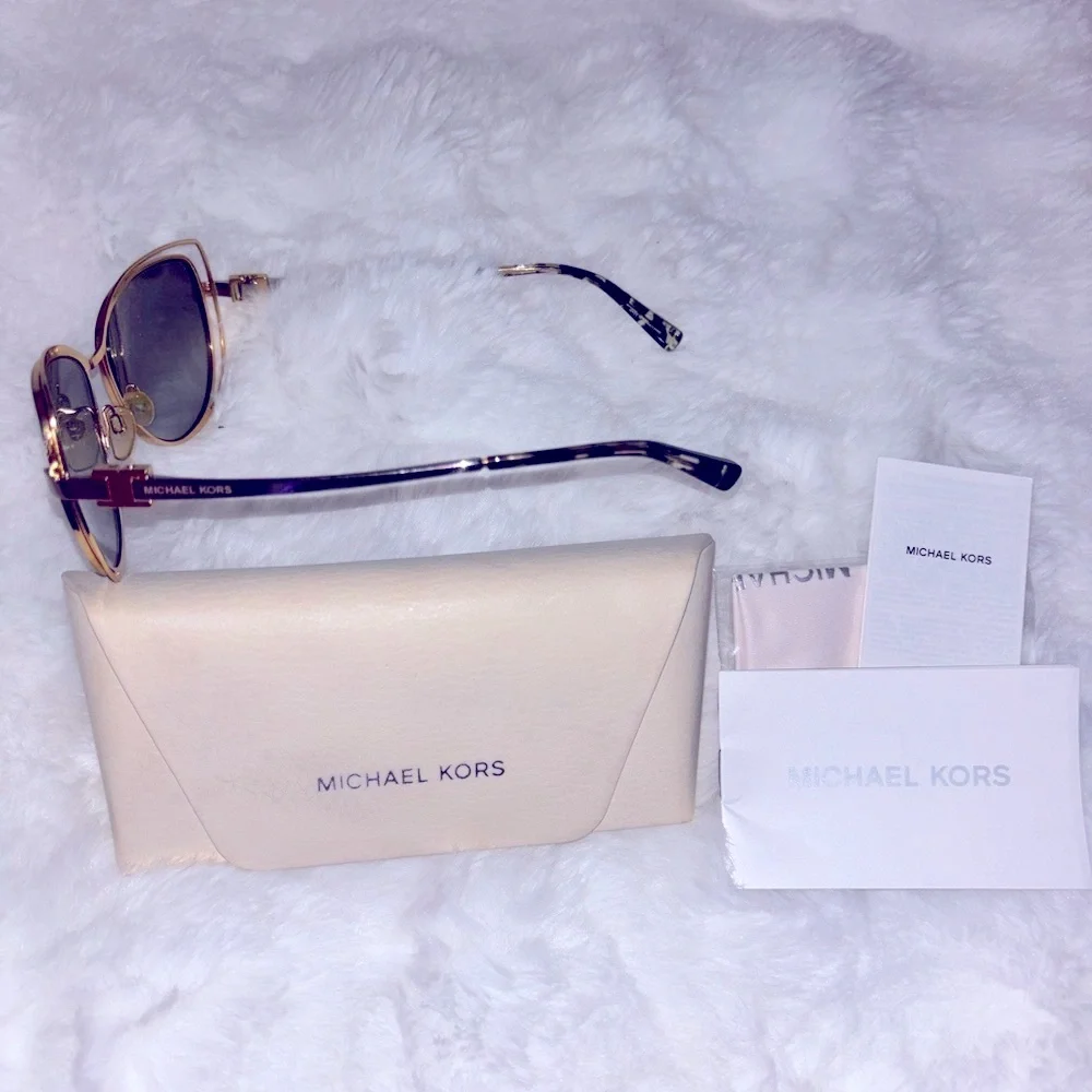 Michael Kors Black and Gold Sunglasses with Aviator Lenses